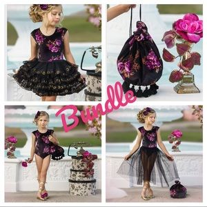 Dollcake Irish 4 piece Set Bundle - Leotard, Tutu Skirt, Dance Skirt and Bag